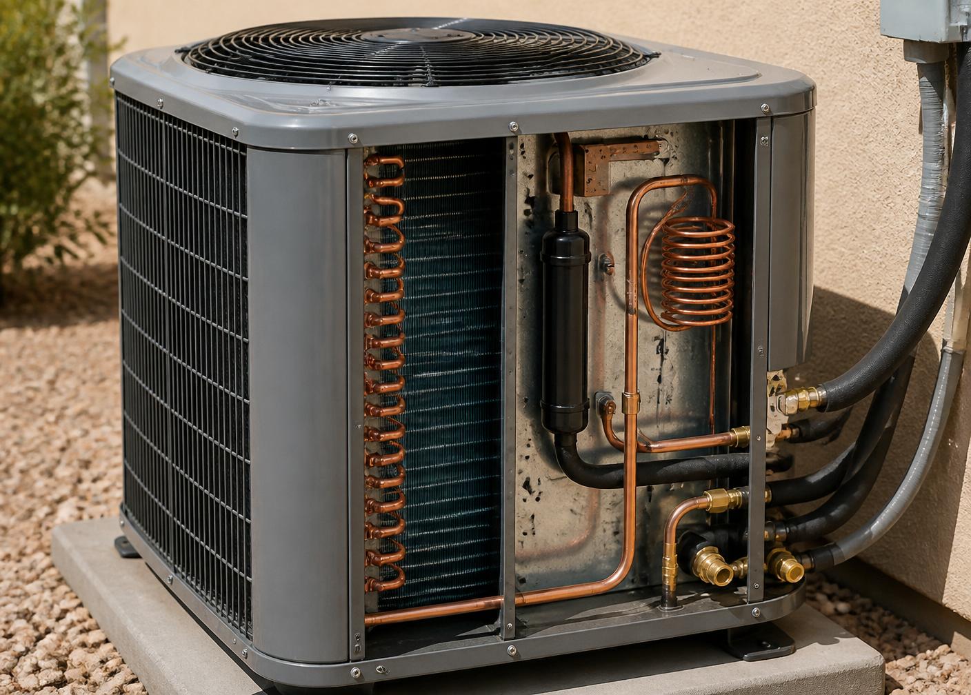 Saguaro Mechanical technician servicing a residential air conditioner