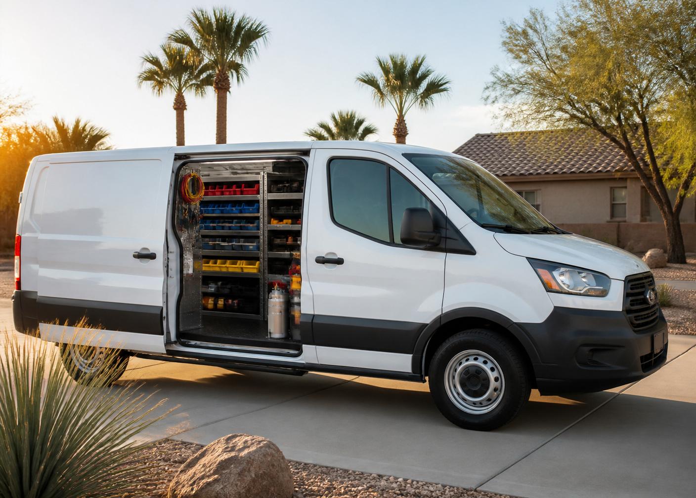 Saguaro Mechanical HVAC technician outside a service van in Phoenix, Arizona